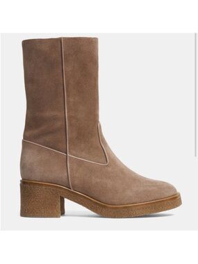 Theory Crepe Boots Suede 36 6 Taupe Shearling
